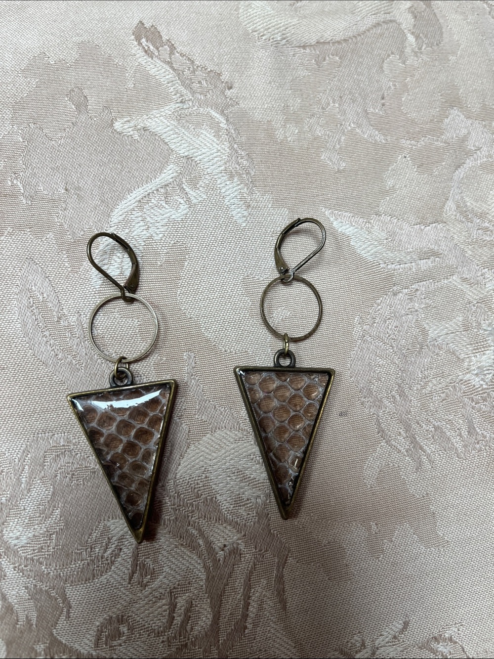 Goth Grunge Snakeskin resin pyramid triangle dangle statement earrings